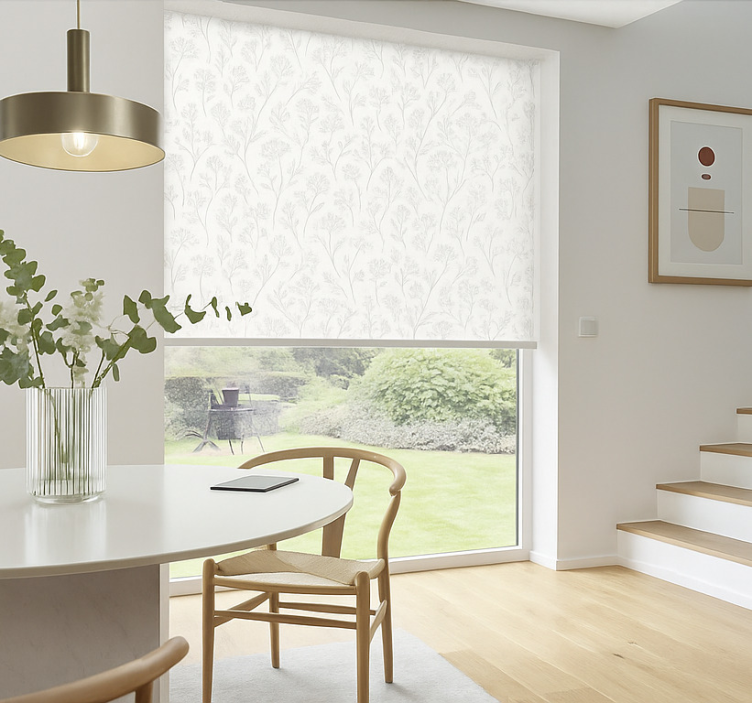 Roleta do jadalni cienka szara sztuka kwiatowa - TenStickers