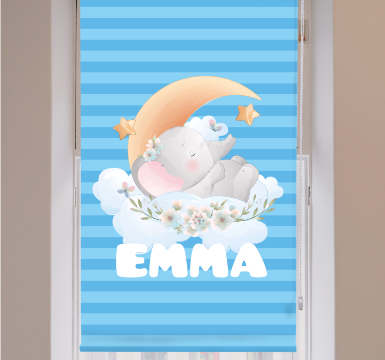 Rolety do pokoju dziecęcego Słodkie zwierzęta słoń z imieniem - TenStickers