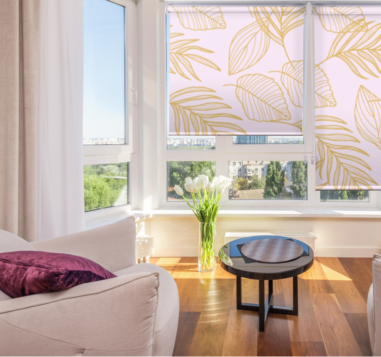 Roleta do salonu elegancki wzór liścia - TenStickers