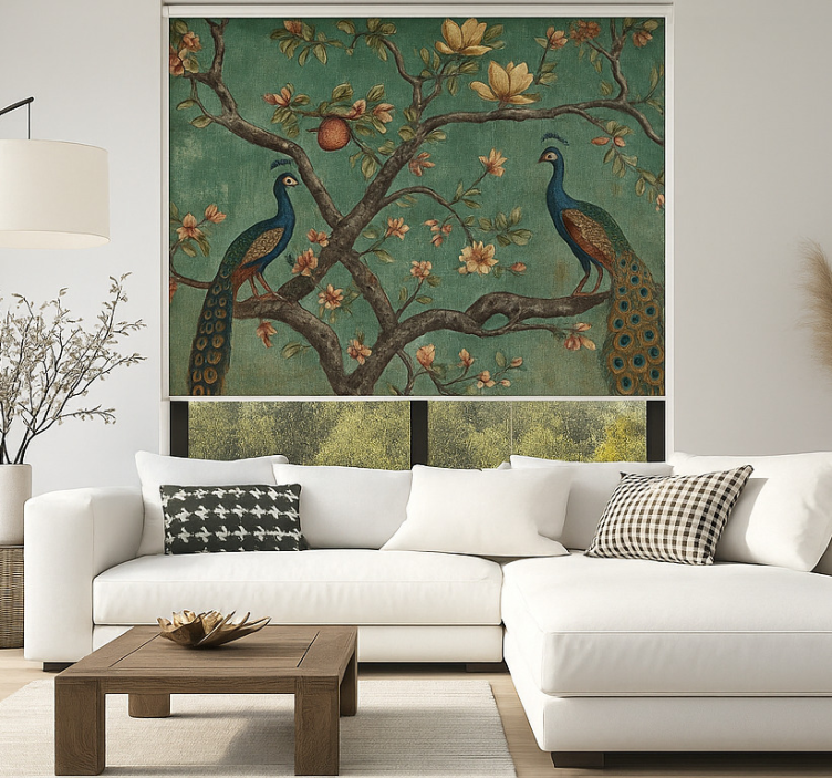 Roleta do salonu ozdobny gobelin z pawiem - TenStickers