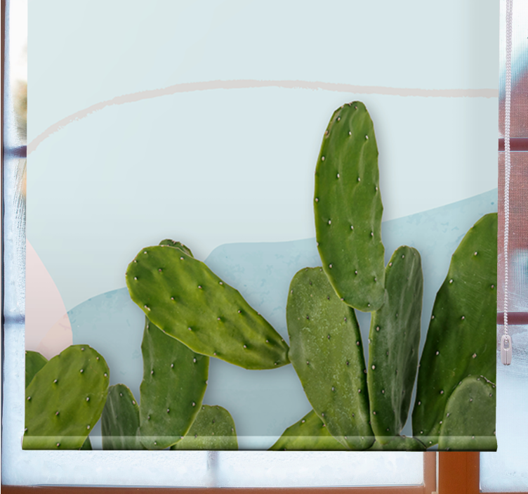 Roleta z rysunkami Kształty w stylu "kawaii" z kaktusem - TenStickers