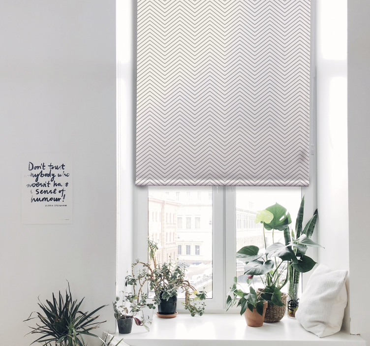 Rustykalna nowoczesna roleta do kuchni szare linie - TenStickers