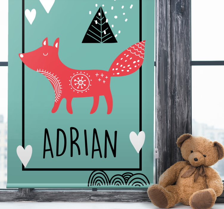 Roleta na zamówienie Nordycki lis z sercami - TenStickers