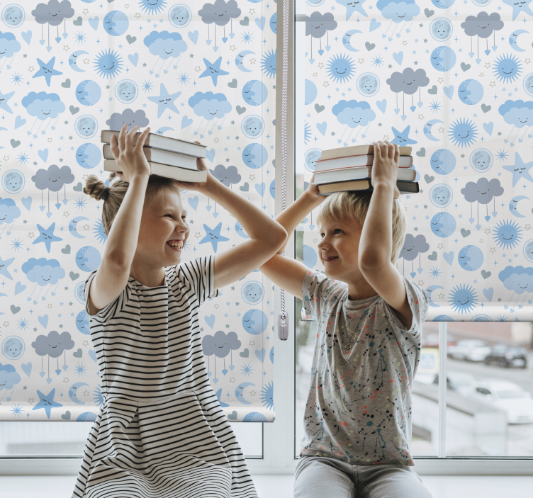 Roleta w chmury niebieski wzór gwiaździsty - TenStickers