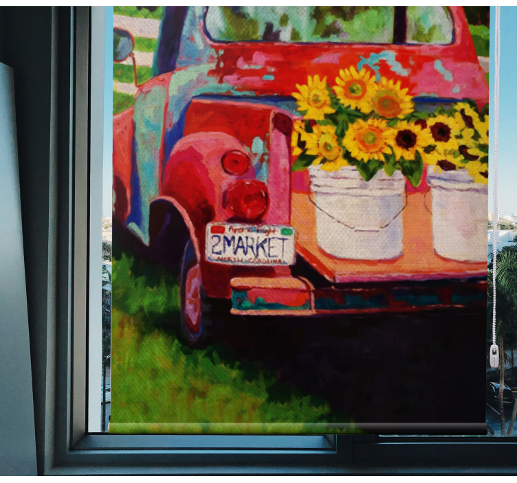 Roleta w kwiaty bukiet z vintage ciężarówki - TenStickers