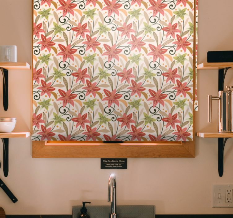 Roleta w kwiaty żywy kwiatowy wzór - TenStickers