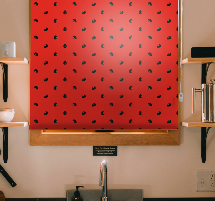 Roleta w owoce i warzywa czerwony wzór truskawkowy - TenStickers