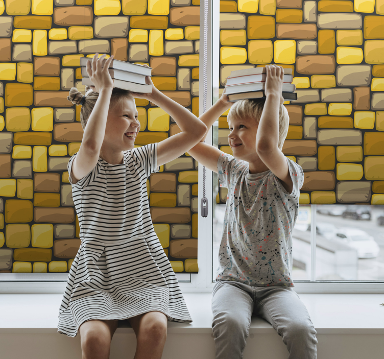 Roleta w tekstury i wzory prostokątna żółta mozaika - TenStickers