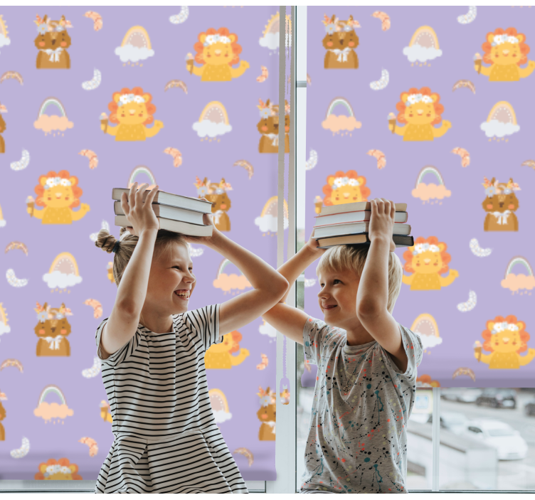 Roleta dla dzieci małe zwierzęta i tęcze - TenStickers