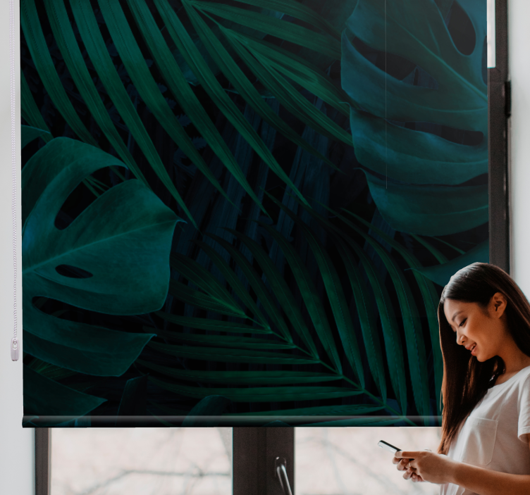 Roleta z drzewami wzory liści tropikalnych - TenStickers