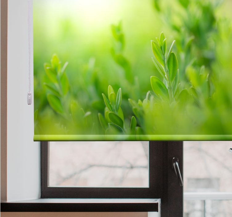 Roleta z kwiatami i roślinami obraz bujnej zieleni - TenStickers