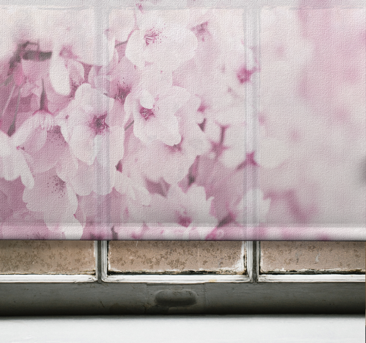 Roleta z kwiatami i roślinami delikatne różowe kwiaty - TenStickers