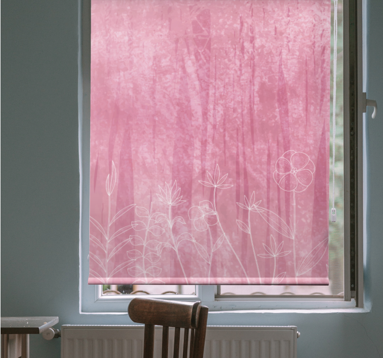 Roleta z kwiatami i roślinami kwiatowy wzór sylwetki - TenStickers