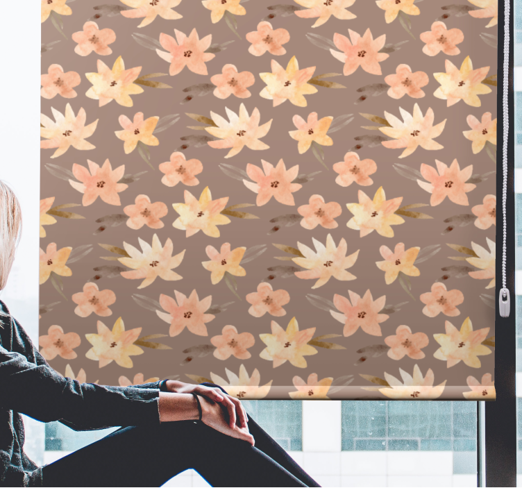 Roleta z kwiatami i roślinami miękki kwiatowy wzór - TenStickers