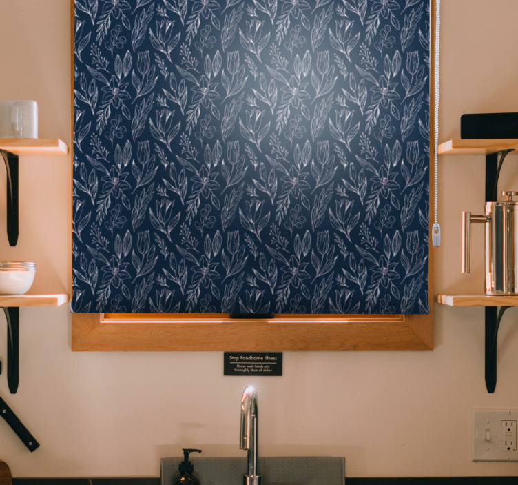 Roleta z kwiatami i roślinami motyw kwiatowy elegancja - TenStickers