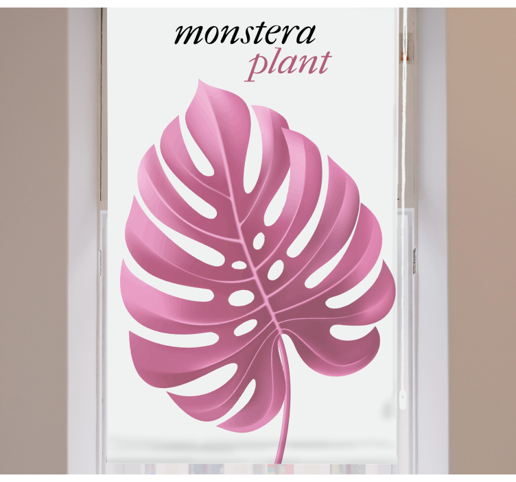 Roleta z kwiatami i roślinami różowa roślina monstera - TenStickers