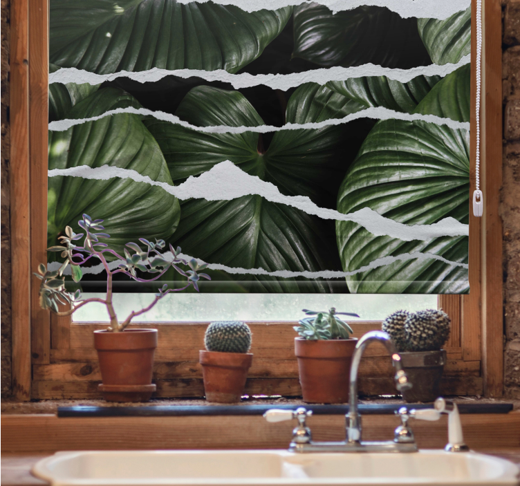 Roleta do kuchni wzory podartych liści - TenStickers