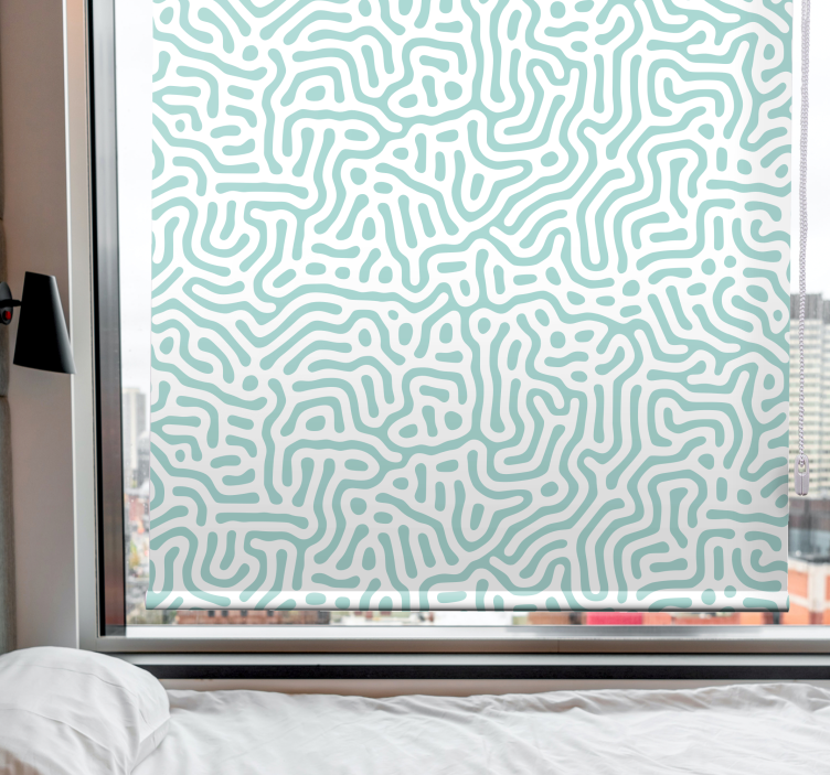 Roleta w kwiaty i rośliny Zielony i biały wzór natury - TenStickers