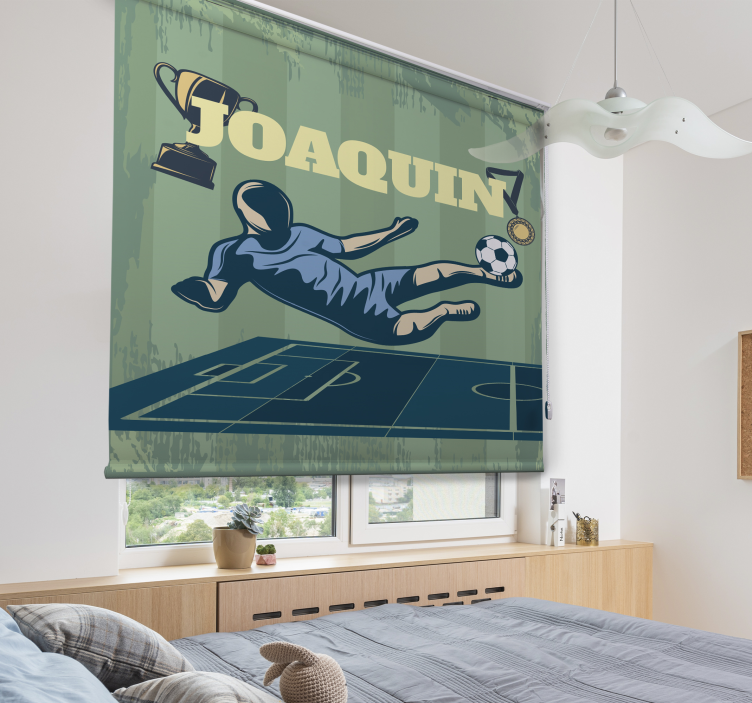 Roleta na okno piłka nożna Piłka nożna z imieniem - TenStickers