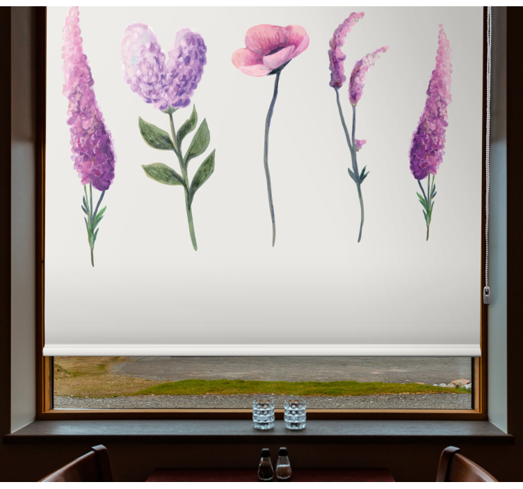 rolety w kwiaty Rysunki fioletowych kwiatów - TenStickers