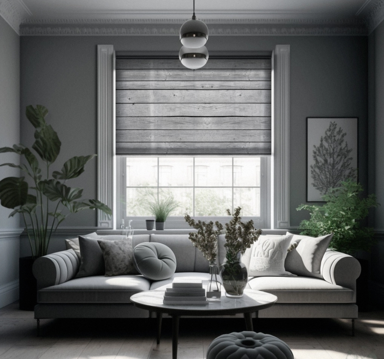Roleta do salonu rustic drewniane ciemnoszare - TenStickers