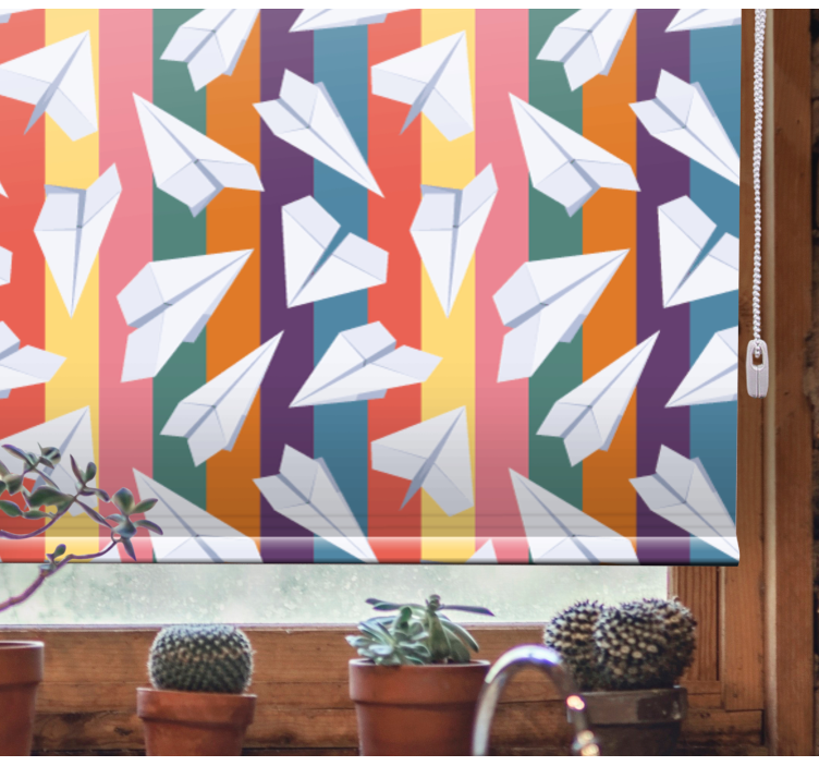 Śmieszna roleta lot papierowych samolotów - TenStickers