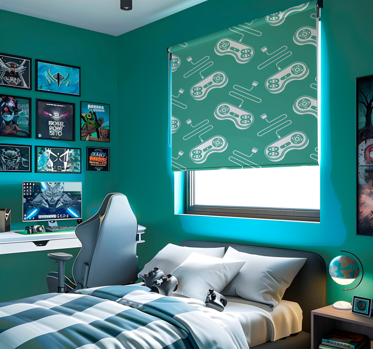 Zwariowana roleta retro biały wzór kontroli - TenStickers