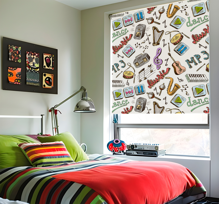 Zabawna roleta wzór muzyczny - TenStickers