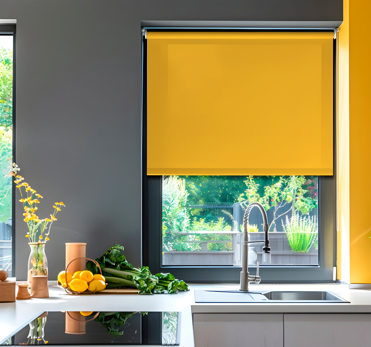 Żółta roleta do kuchni odcienie słonecznika - TenStickers