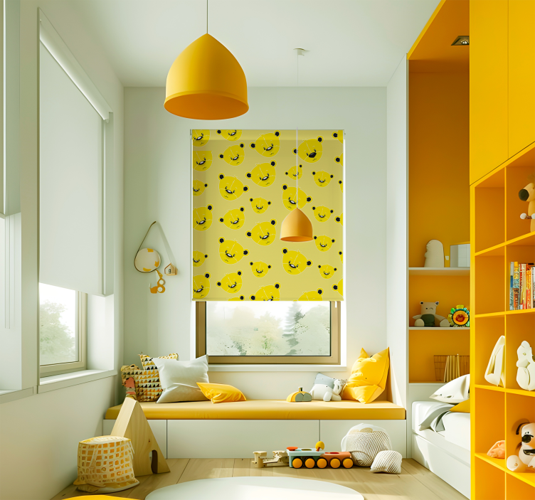 Żółta roleta wzór niedźwiedzi - TenStickers