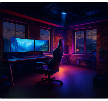 Roleta gamer futurystyczna neonowa konfiguracja gry - TenStickers