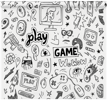 Roleta gamer czarno-biały projekt gier - TenStickers