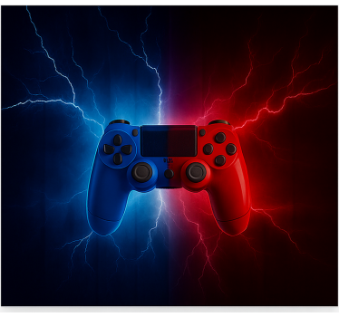 Roleta gamer czerwono-niebieski sterownik elektryczny - TenStickers