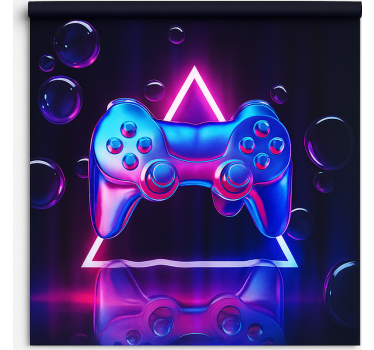 Roleta gamer chromowany kontroler i neonowe bąbelki - TenStickers
