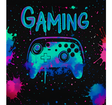 Roleta gamer kontroler na tle neonowych plam - TenStickers