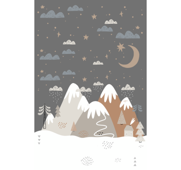 Roleta dla dzieci skandynawskie góry nocą - TenStickers