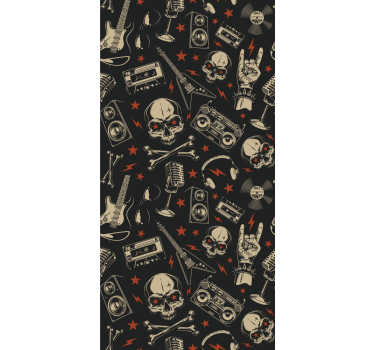 Roleta do pokoju nastolatka Grunge wzór muzyczny z czaszkami - TenStickers