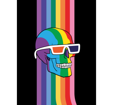 Roleta gamer czaszki w tęczowych okularach - TenStickers
