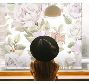 Elegancka roleta beżowy motyw kwiatowy - TenStickers