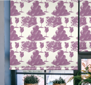 Klasyczna roleta do kuchni francuski fioletowy wzór vintage - TenStickers