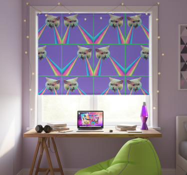 Roleta dla nastolatka z kotem laserowym w stylu vaporwave - TenStickers