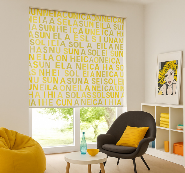 Roleta dla nastolatka żółte drukowane litery - TenStickers