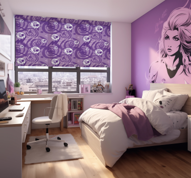 Młodzieżowa roleta liliowe graffiti z czaszkami - TenStickers