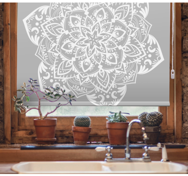 Roleta do sypialni głównej Szara minimalistyczna mandala - TenStickers