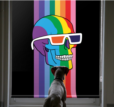 Roleta gamer czaszki w tęczowych okularach - TenStickers