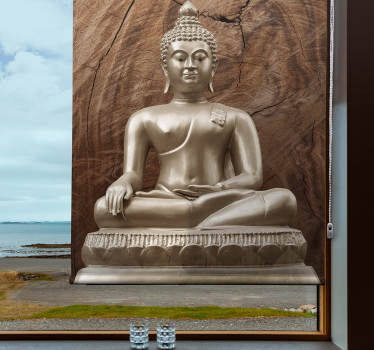 Roleta medytacja Drewniany budda - TenStickers