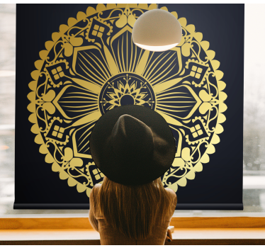 Roleta zen Złoty efekt granatowej mandali - TenStickers