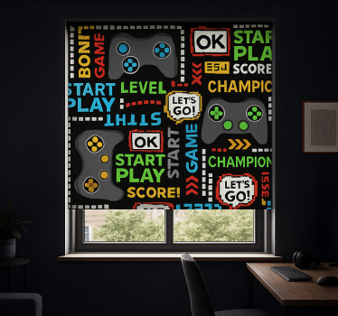 Roleta gamer dla graczy kolorowe napisy i kontrolery gry - TenStickers
