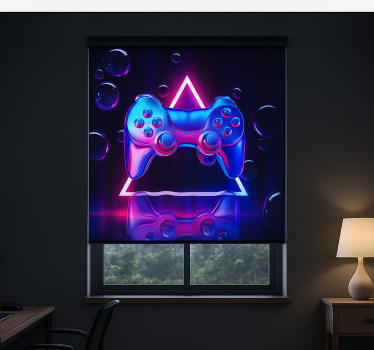 Roleta gamer chromowany kontroler i neonowe bąbelki - TenStickers