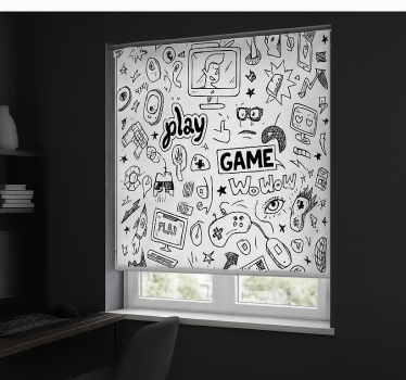 Roleta gamer czarno-biały projekt gier - TenStickers